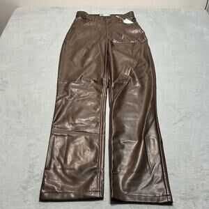 Abercrombie Fitch Vegan Leather Pants Womens 27/4 28x29 Curve Love 90s Straight
